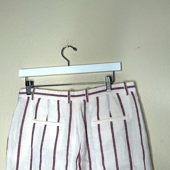 Theory Nadeema Linen Cropped High Rise Wide Leg Striped Pants Size 10 - Picture 14 of 14